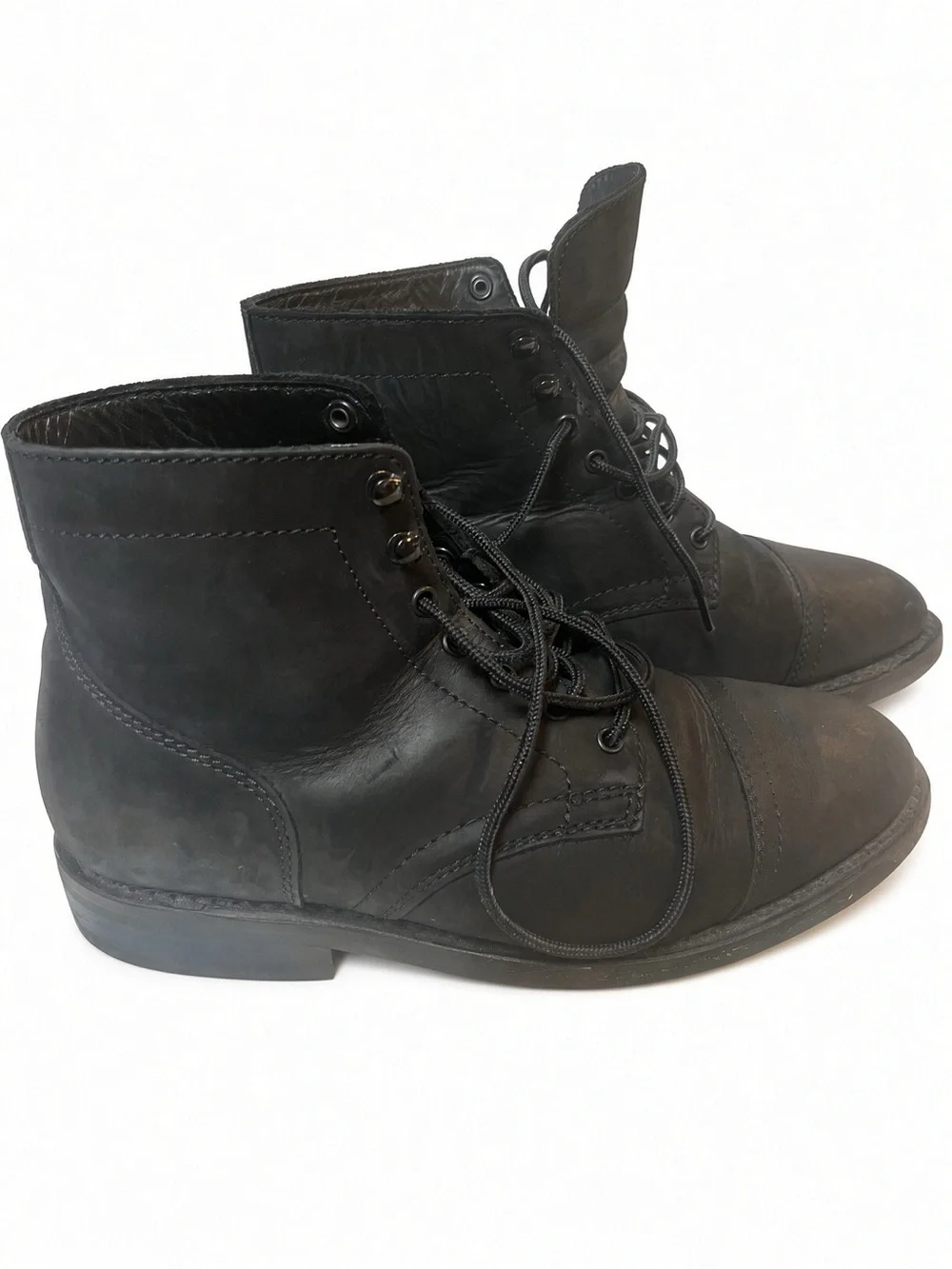 Thursday Boot Co Black Matte Captain Lace Up Leather Boots Men's Size 8 Wide